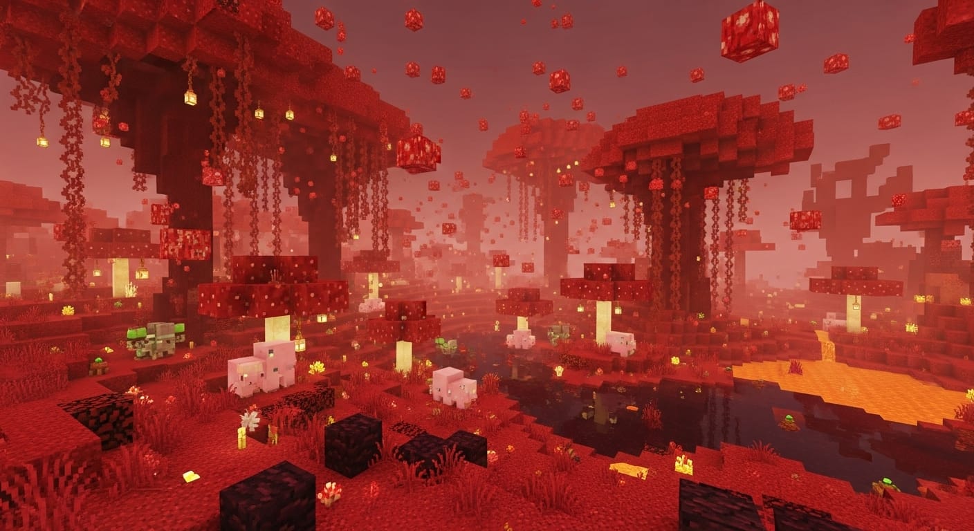 Minecraft Crimson Forest Biome: Mobs, Blocks, and Tips