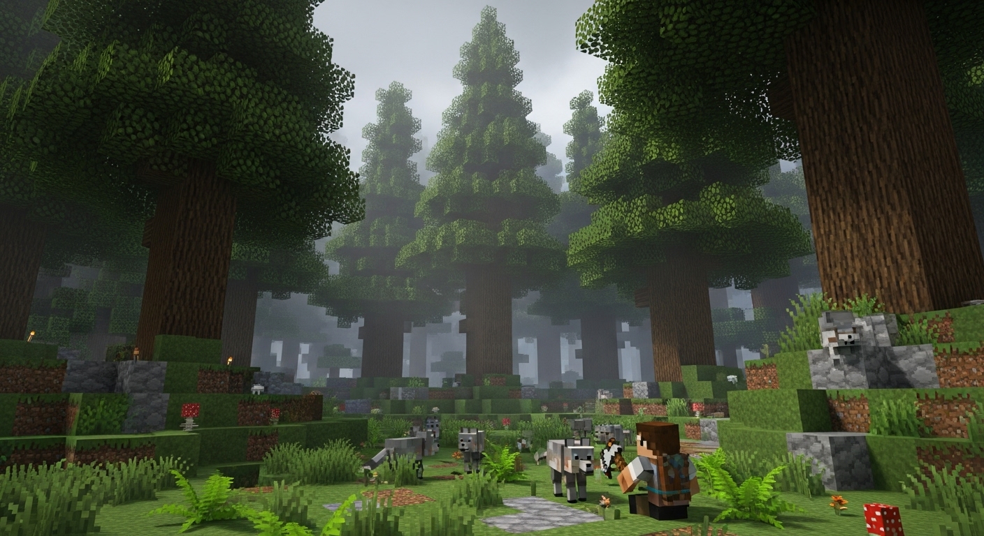 Minecraft Old Growth Pine Taiga Biome: Giant Trees, Wolves, and Survival Tips