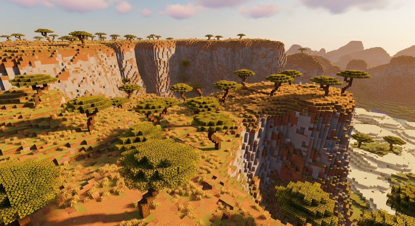 Minecraft Savanna Plateau Biome Guide: High Cliffs, Acacia Trees, and Survival Tips