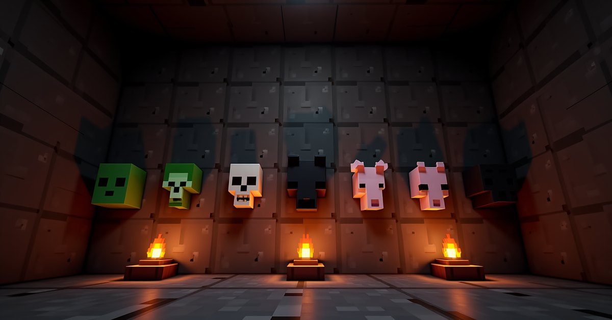 Head blocks in Minecraft: how to get and use every mob head