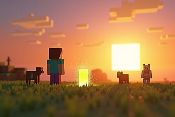 Minecraft player using a command block to summon a creeper, cow, and armor stand at dusk in a plains biome.