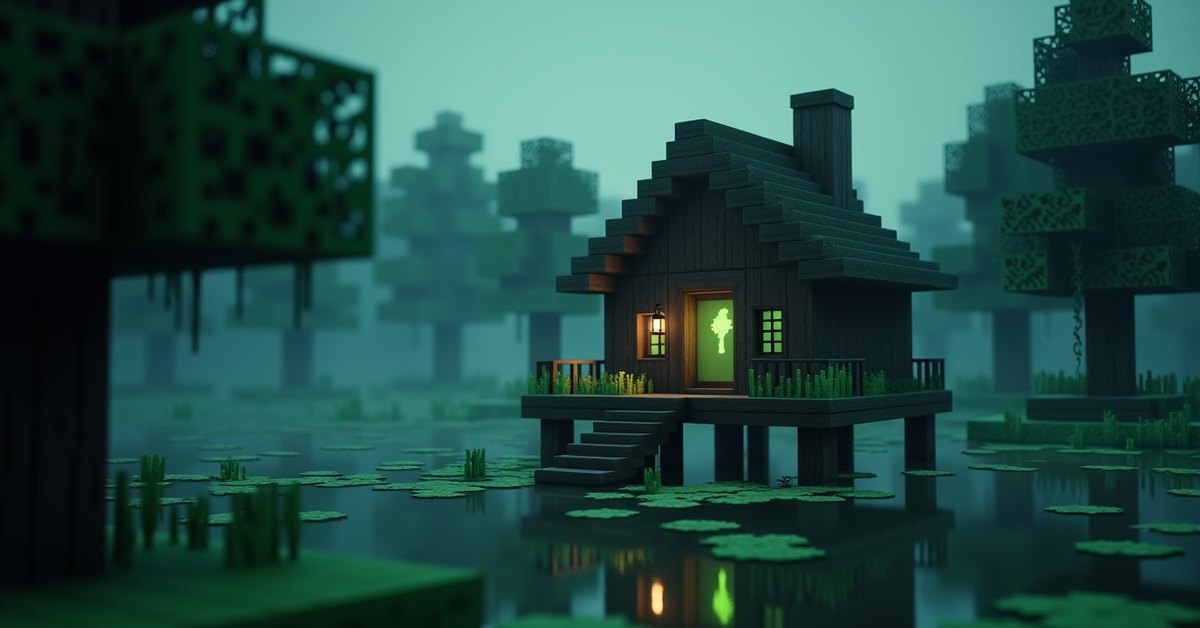Swamp hut in Minecraft: witches, loot, and farm builds