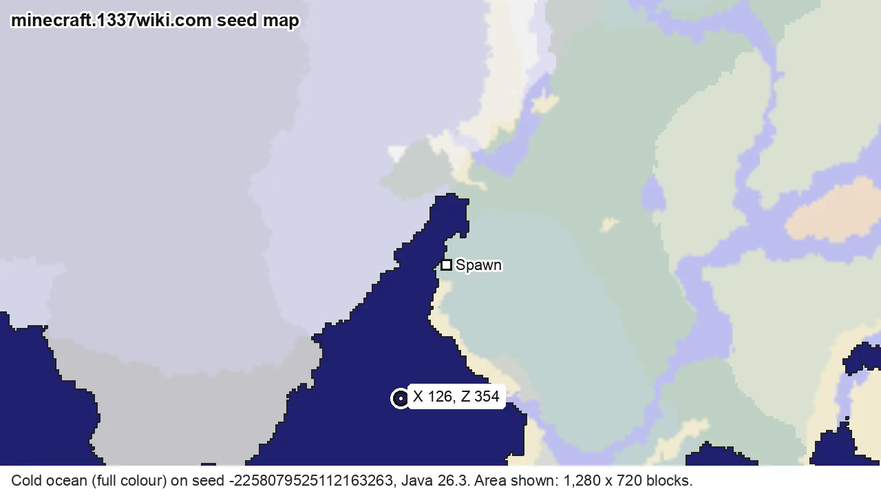 Seed map of cold ocean on Java seed -2258079525112163263 near X 126, Z 354