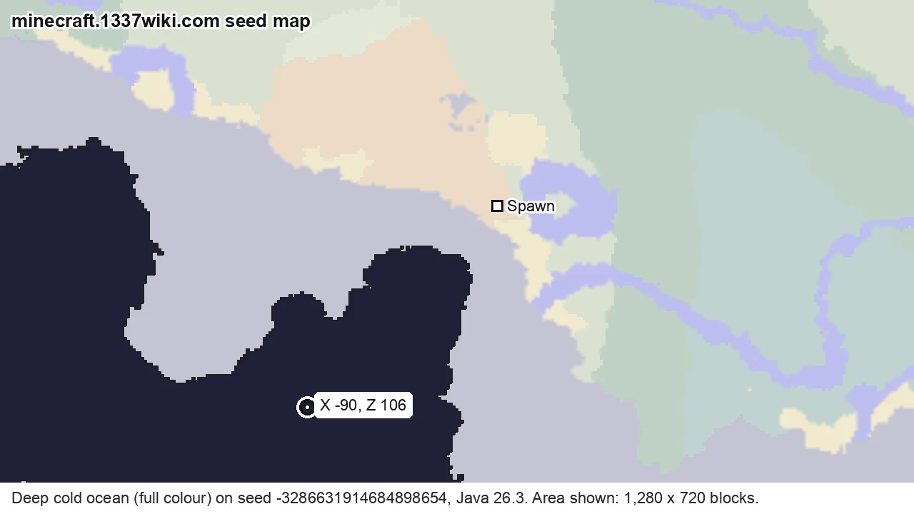 Seed map of deep cold ocean on Java seed -3286631914684898654 near X -90, Z 106