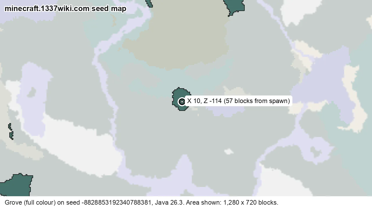 Seed map of grove on Java seed -8828853192340788381 near X 10, Z -114