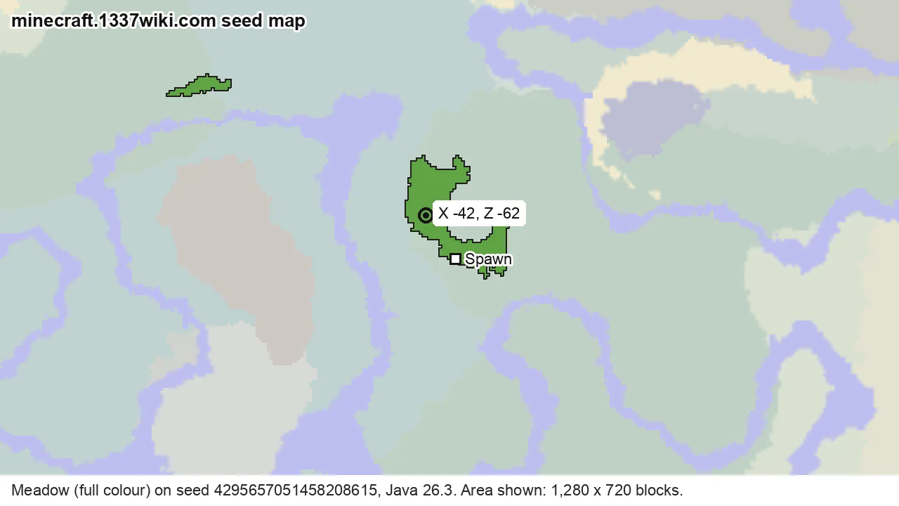 Seed map of a meadow on Java seed 4295657051458208615 near X -42, Z -62