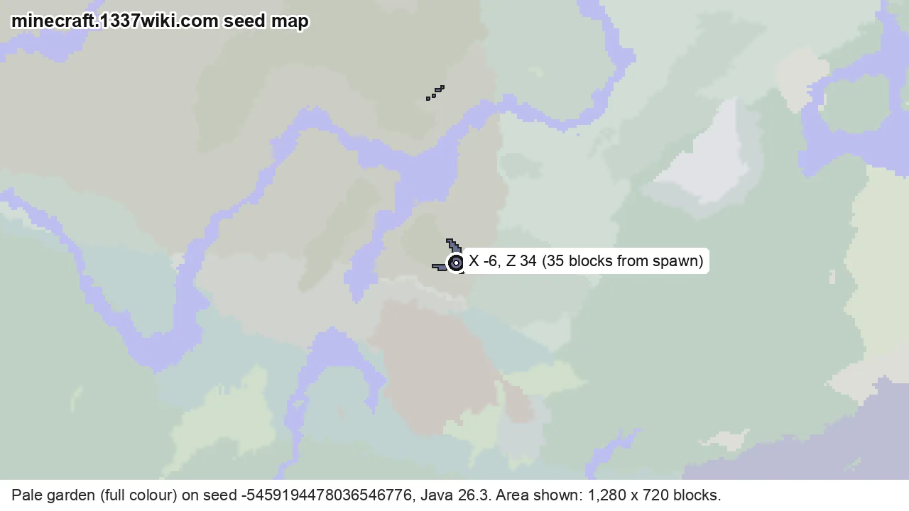 Seed map of a pale garden on Java seed -5459194478036546776 near X -6, Z 34