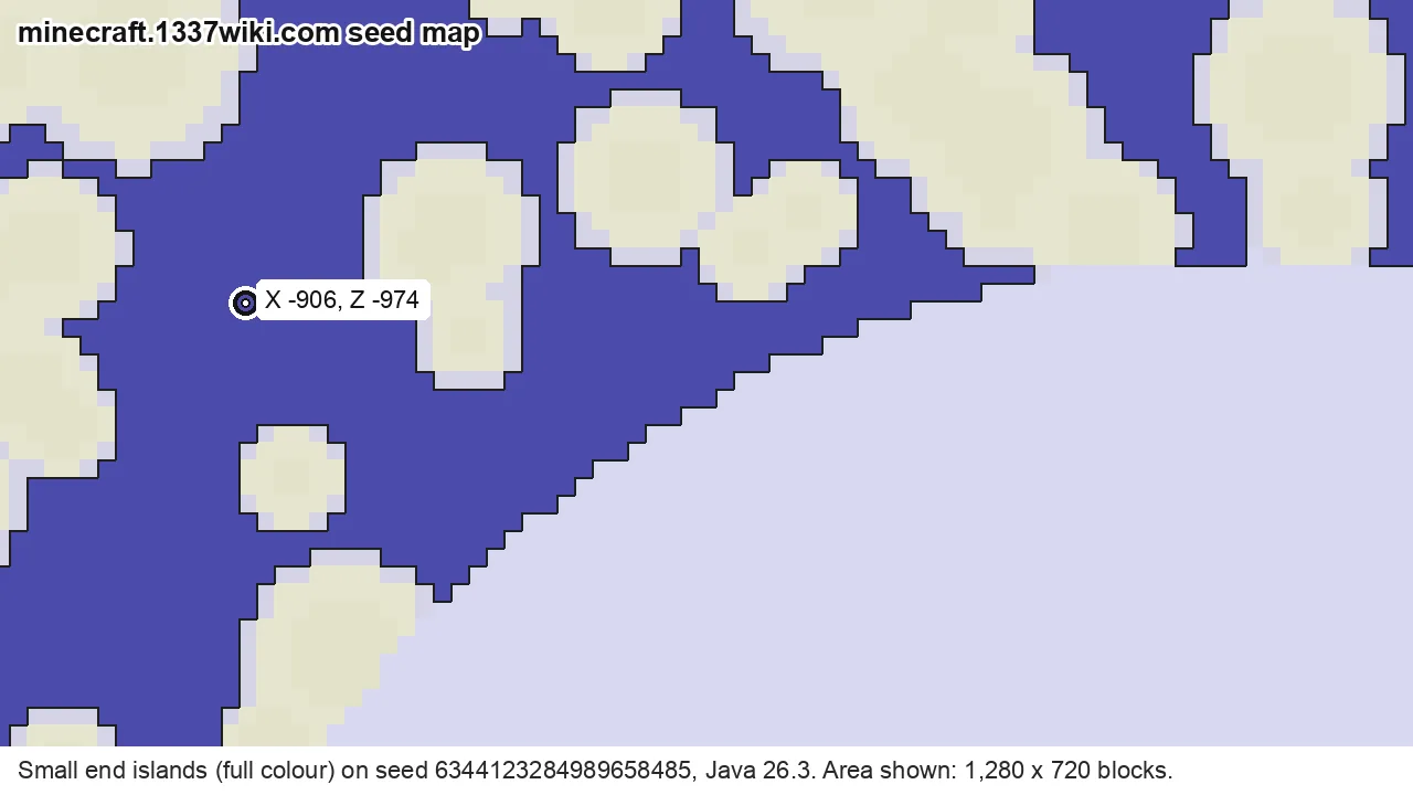 Seed map of small end islands on Java seed 6344123284989658485 near X -906, Z -974