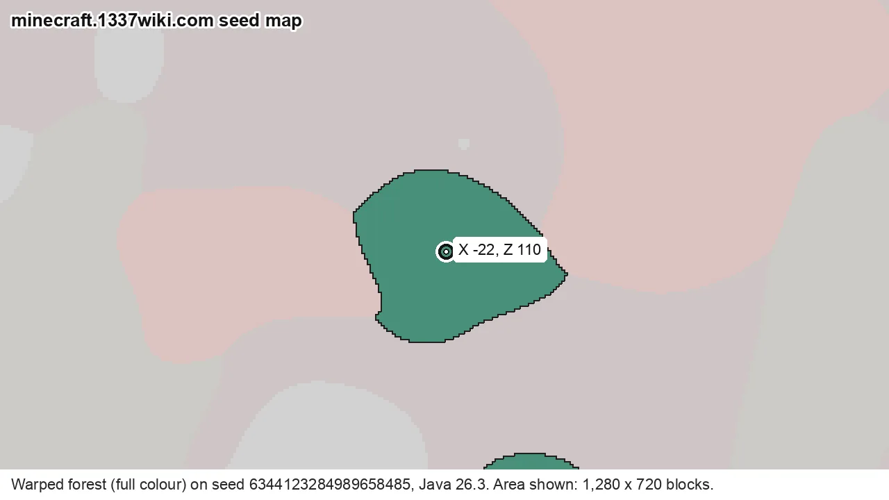 Seed map of warped forest on Java seed 6344123284989658485 near X -22, Z 110